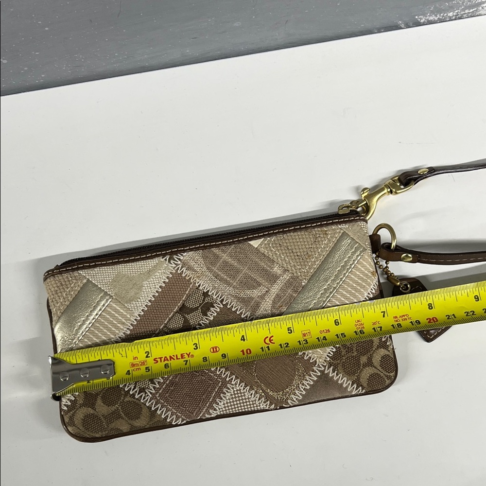 Coach Brown Patchwork Wristlet - Picture 6 of 14